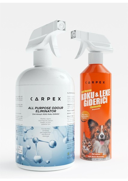 Çok Amaçlı Kötü Koku Giderici 500 ML ve Evcil Hayvan Koku Ve Leke Giderici 500 ML Set