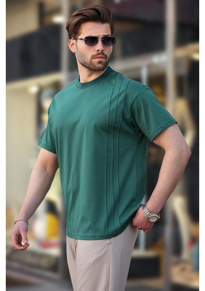 Yeşil Overfit Erkek T-Shirt E7130