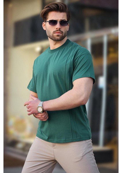 Yeşil Overfit Erkek T-Shirt E7130 modelleri