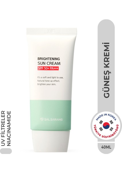 Brightening Sun Cream SPF50 Güneş Kremi Eşitleyici Yüksek Koruma Kore 40ml
