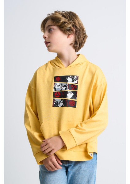 Alexandergardı Kanguru Cepli Baskılı Kapüşonlu Çocuk Sweatshirt