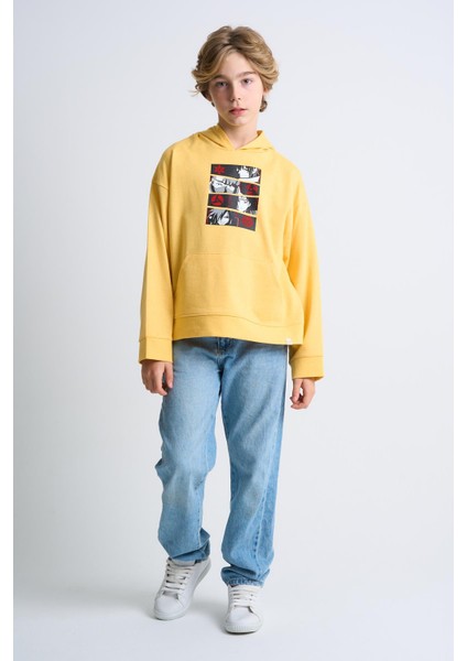 Alexandergardı Kanguru Cepli Baskılı Kapüşonlu Çocuk Sweatshirt