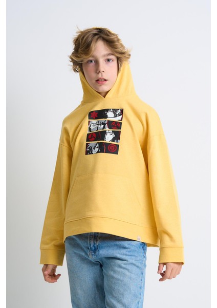 Alexandergardı Kanguru Cepli Baskılı Kapüşonlu Çocuk Sweatshirt