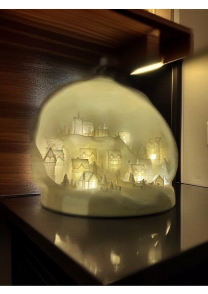 Kar Şehri Temalı Tealight Mum Aydınlatmalı Dekoratif Obje Ev, Kitaplık, Dresuar Dekor Aksesuarı fiyatları