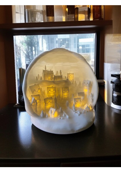 Kar Şehri Temalı Tealight Mum Aydınlatmalı Dekoratif Obje Ev, Kitaplık, Dresuar Dekor Aksesuarı modelleri