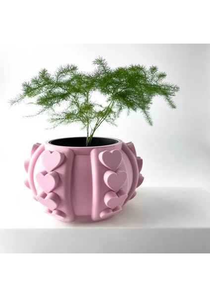 Kalp Desenli Modern Pembe Vazo