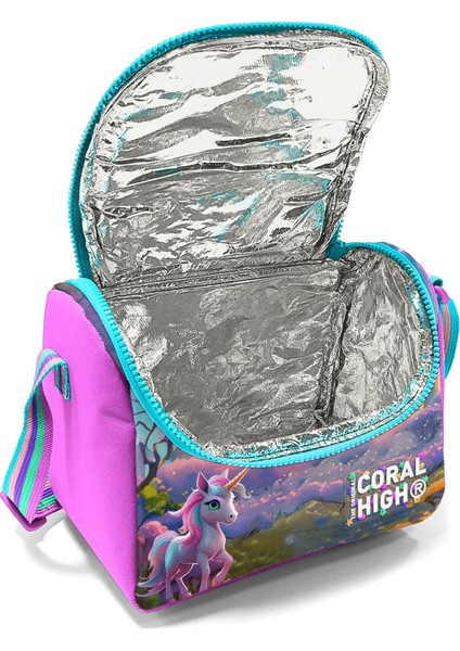 Kids Turkuaz Pembe Anime Kız Desenli Thermo Beslenme Çantası 12781 fırsatları