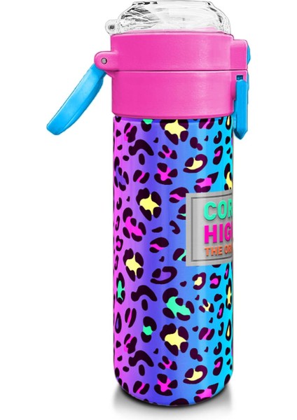 Kids Renkli Leopar Desenli Pipetli ve Direk Içimli Paslanmaz Çelik Termos 500 ml 31985 fiyatları