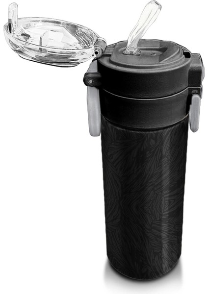 Kids Siyah Futbol Desenli Pipetli ve Direkt Içim Çelik Termos 500 ml 31898 indirimleri