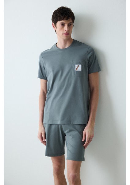 Giraffe Şortlu Gri Pijama Takımı