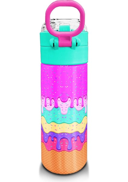 Kids Pembe Rengarenk Dondurma Desenli Pipetli ve Direkt Içim Çelik Termos 500 ml 31938 modelleri