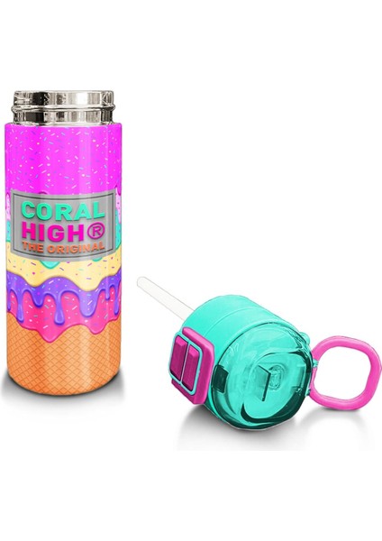 Kids Pembe Rengarenk Dondurma Desenli Pipetli ve Direkt Içim Çelik Termos 500 ml 31938 fırsatları