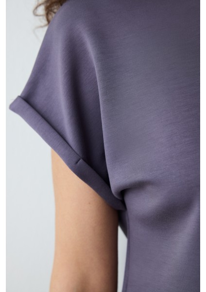 Gri Bisiklet Yaka Silky Touch Tişört