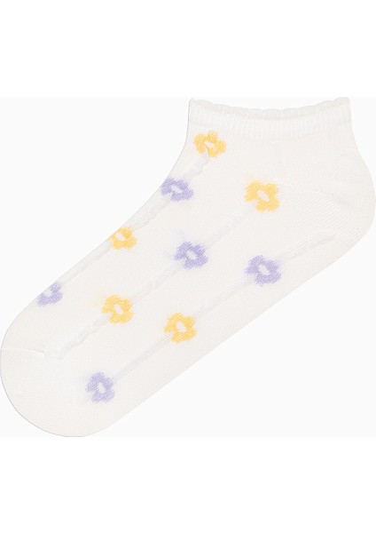 Floral Jacquard Frill 3lü Patik Çorap modelleri