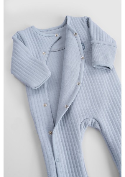 Kendinden Patikli ve Eldivenli Kapitone mavi Bebek tulumu indirimleri