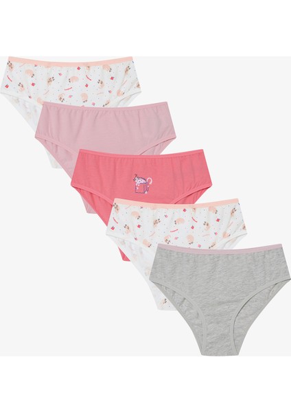 Kız Çocuk Meowberry Çok Renkli 5li Slip Külot