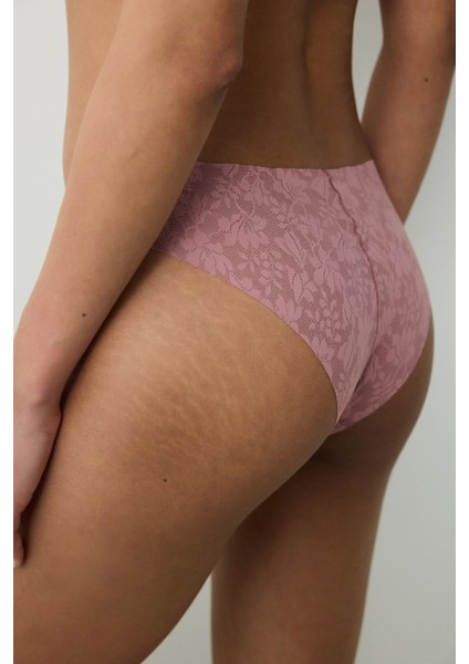 Invisible Laser Cut Lacy Slip Gül Kurusu Külot