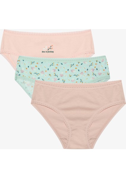 Kız Çocuk Mushroom 3lü Çok Renkli Slip Külot