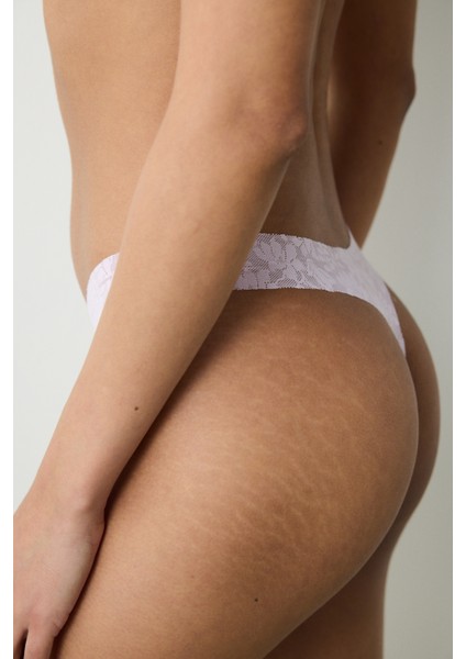 Invisible Laser Cut Lacy Açık Pembe Tanga Külot
