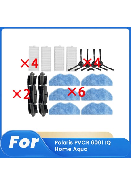 Pvcr 6001 Iq Home Aqua Süpürme Robotu Aksesuarları Temizleyici Parçaları Yedek Ana Yan Fırça Paspas Filtresi (Yurt Dışından)