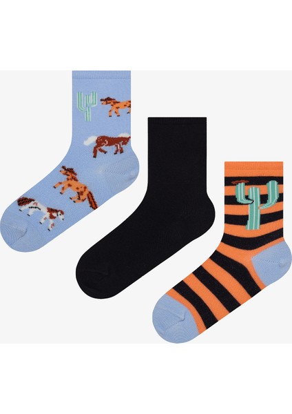 Erkek Çocuk Horses 3lü Soket Çorap
