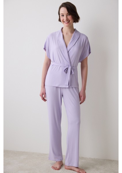 Lana Lila Pantolon Pijama Takımı
