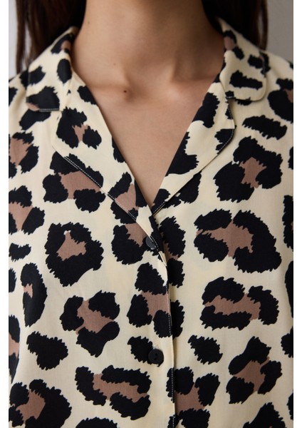 Leopar Chally Gömlek Pantolon Çok Renkli Pijama Takımı