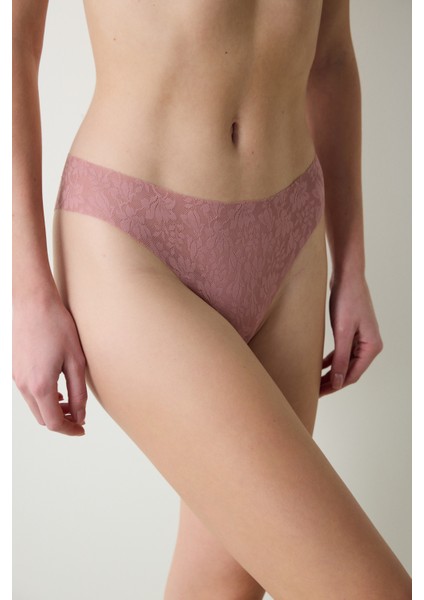 Invisible Laser Cut Lacy Gül Kurusu Brazilian Külot