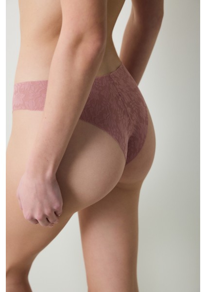 Invisible Laser Cut Lacy Gül Kurusu Brazilian Külot