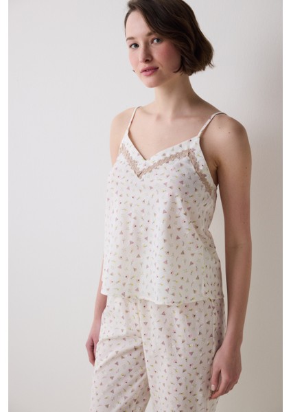 Blossom Pantolon Ekru Pijama Takımı