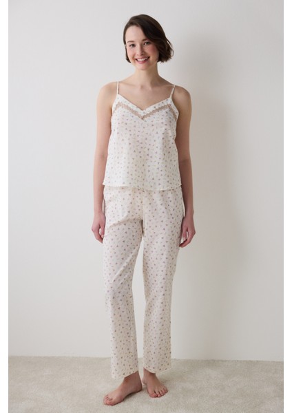 Blossom Pantolon Ekru Pijama Takımı