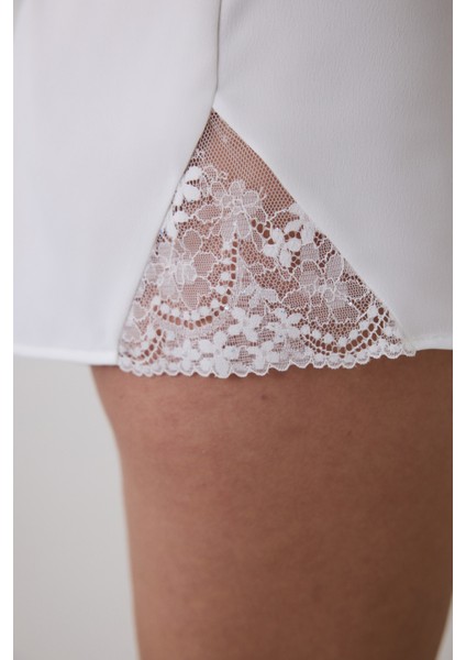 Bridal Delicate Saten Kırık Beyaz Şort Pijama Altı