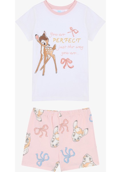Kız Çocuk Bambi Optik Beyaz Pijama Takımı
