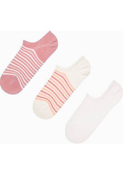 Pinky Striped 3lü Sneaker Çorap