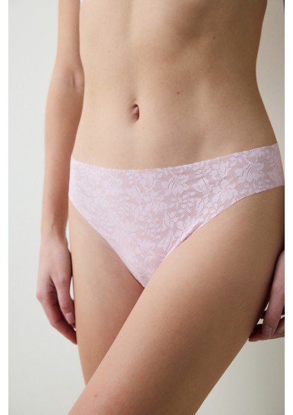 Invisible Laser Cut Lacy Slip Açık Pembe Külot