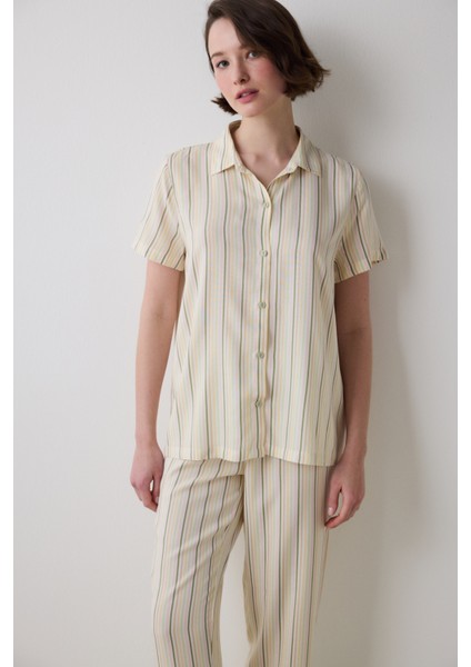 Iris Striped Gömlek Pantolon Çok Renkli Pijama Takımı