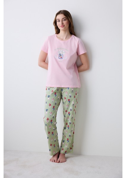 Pamuklu Flower Market Pantolon Çok Renkli Pijama Takımı