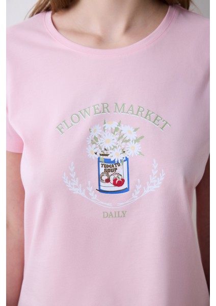 Pamuklu Flower Market Pantolon Çok Renkli Pijama Takımı modelleri