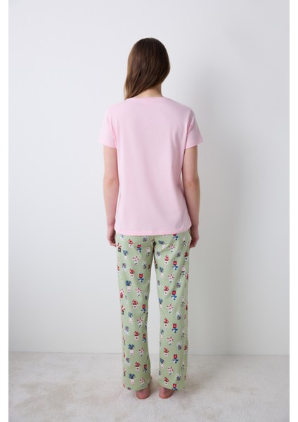 Pamuklu Flower Market Pantolon Çok Renkli Pijama Takımı fırsatları