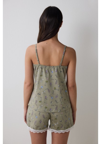 Pamuklu Iris Printed Şortlu Pijama Takımı
