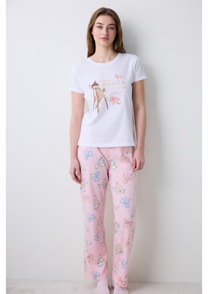 Bambi Pantolon Optik Beyaz Pijama Takımı