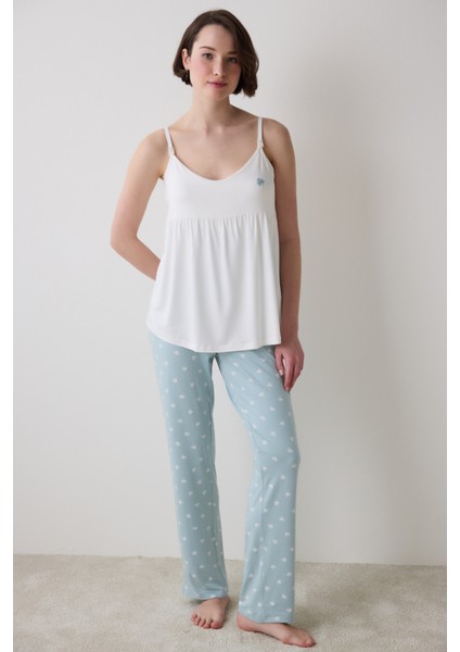 Mama Printed Mint Pantolon Pijama Altı fırsatları