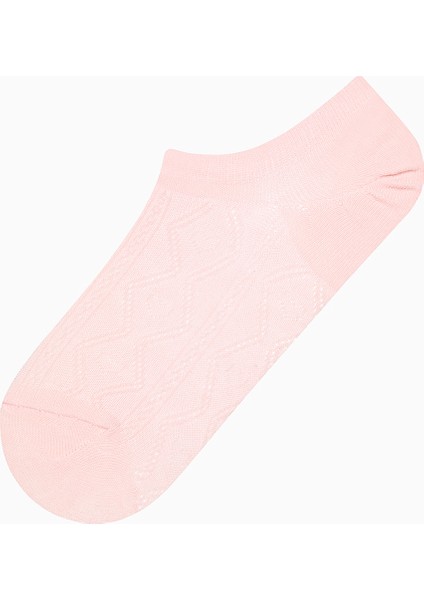 Soft Color Jacquard Pembe Mor 3lü Sneaker Çorap