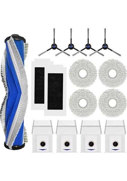 T30 Pro Omnı DDX14 / M12 Pro+ Ana Yan Fırça Hepa Filtre Paspas Toz Torbası Için 15 Adet Vakum Yedek Parçaları (Yurt Dışından)