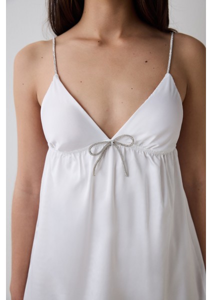 Bridal Delicate Saten Kırık Beyaz Gecelik modelleri