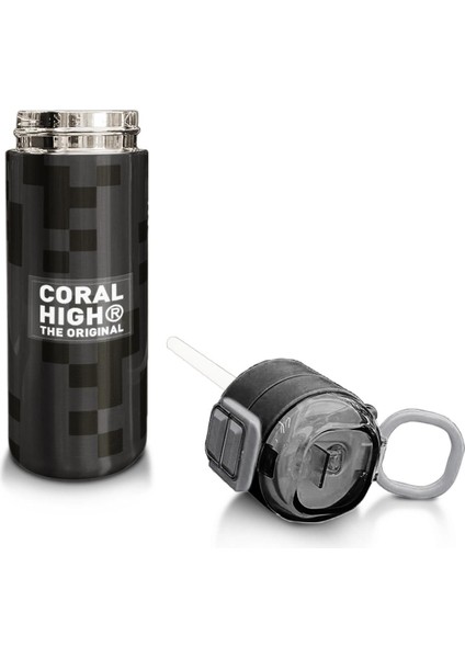 Kids Siyah Blok Desenli Pipetli ve Direkt Içim Çelik Termos 500 ml 31894 fırsatları