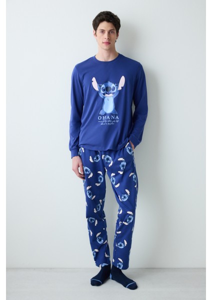 Ohana Pantolon Koyu Mavi Pijama Takımı