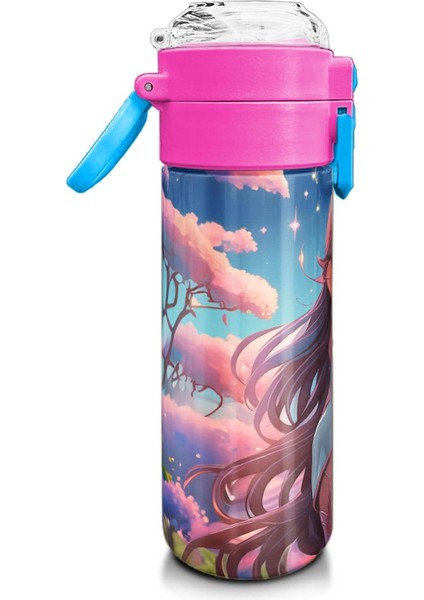 Kids Turkuaz Pembe Anime Kız Desenli Pipetli ve Direkt Içim Çelik Termos 500 ml 31858 fiyatları