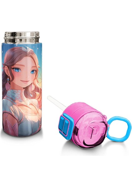 Kids Turkuaz Pembe Anime Kız Desenli Pipetli ve Direkt Içim Çelik Termos 500 ml 31858 fırsatları