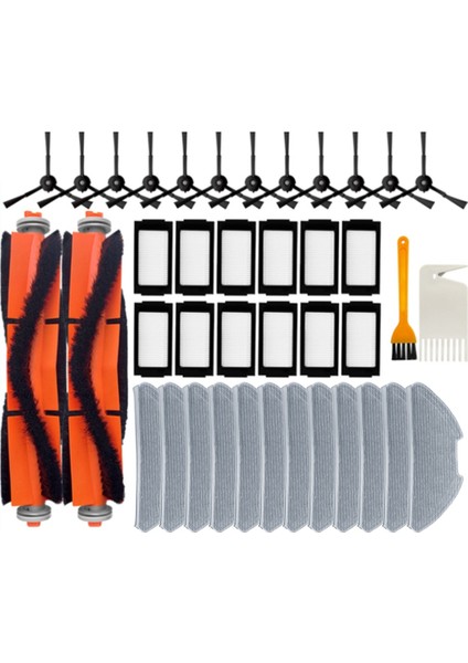 Robot Vakum Mop Pro Mjsts1 / Mjsts 2 Parça Için 40 Adet Ana Yan Fırça Bezi Filtre (Yurt Dışından)